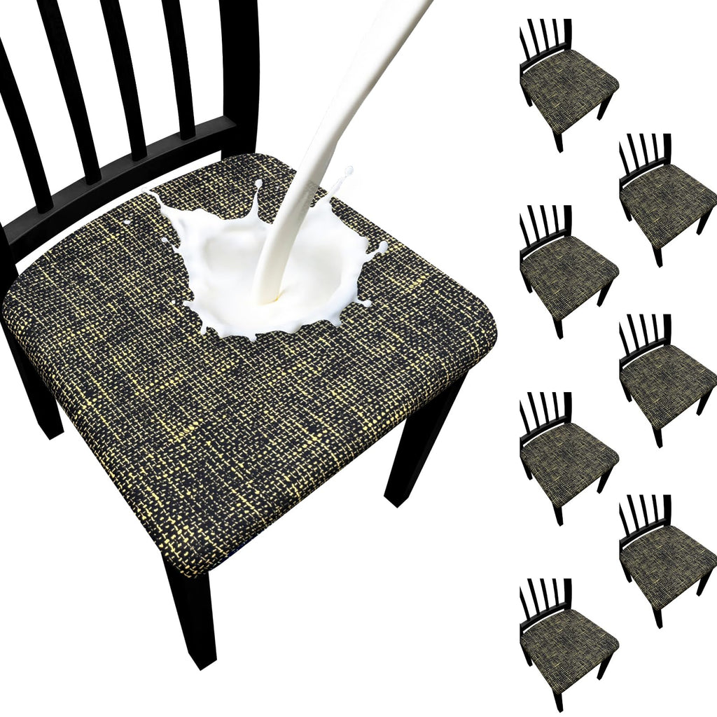 Waterproof Dining Chair Seat Covers Set of 6, Stretch Removable Dining Room Seat Covers for Dining Chairs, Kitchen, Hotel, Party