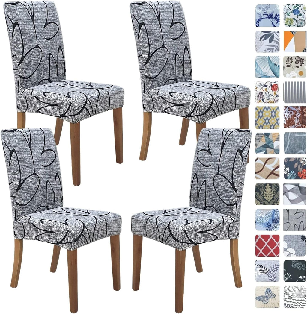 SPRINGRICO Chair Covers for Dining Room Set of 4, Stretch Dining Chair Cover, Washable Spandex Kitchen Parsons Chair Slipcovers, Removable Seat Protector for Home or Party (4 Pack, Lotus Gray)