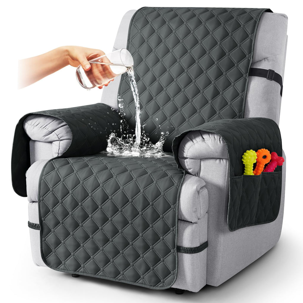 TAOCOCO 100% Waterproof Loveseat Recliner Covers Reversible, Charcoal Gray