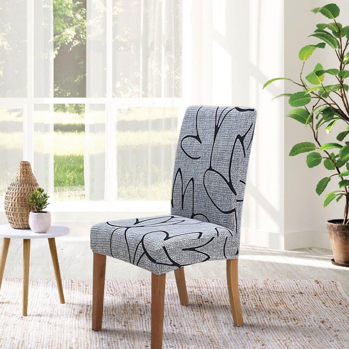 SPRINGRICO Chair Covers for Dining Room Set of 4, Stretch Dining Chair Cover, Washable Spandex Kitchen Parsons Chair Slipcovers, Removable Seat Protector for Home or Party (4 Pack, Lotus Gray)