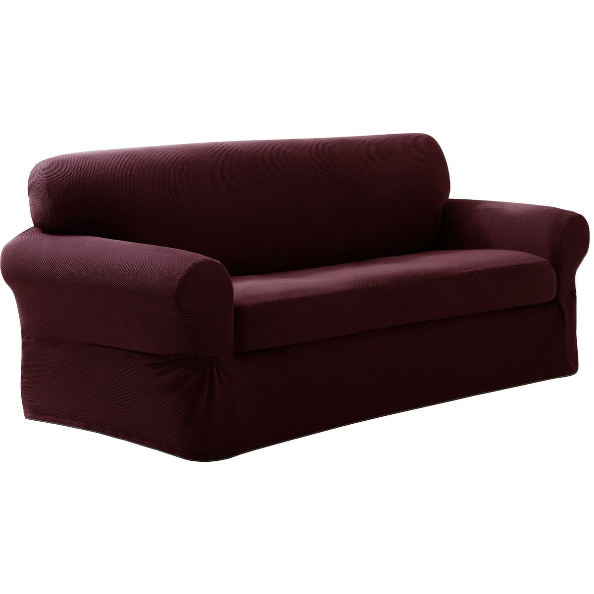 MAYTEX Pixel Ultra Soft Stretch 2 Piece Furniture Cover Loveseat Slipcover, Chocolate (4300512)