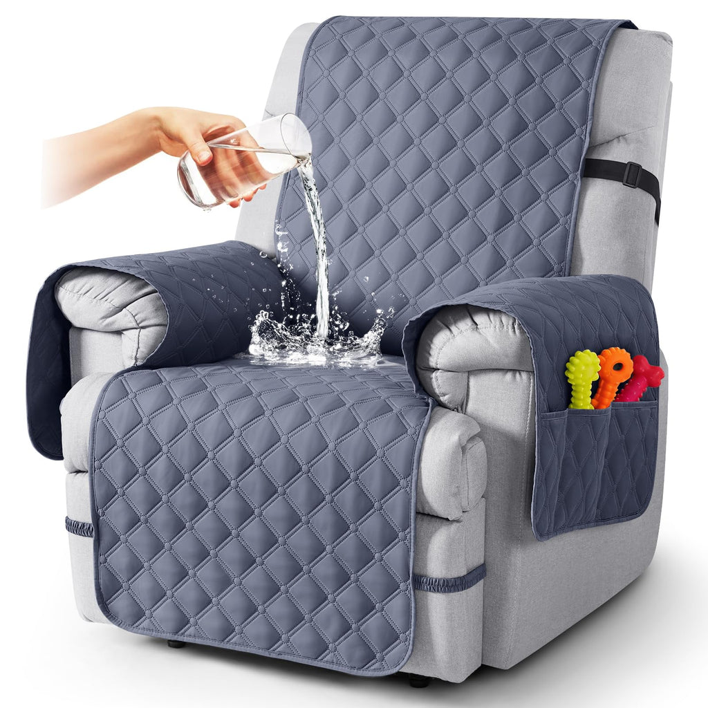 TAOCOCO 100% Waterproof Loveseat Recliner Covers Reversible, Charcoal Gray