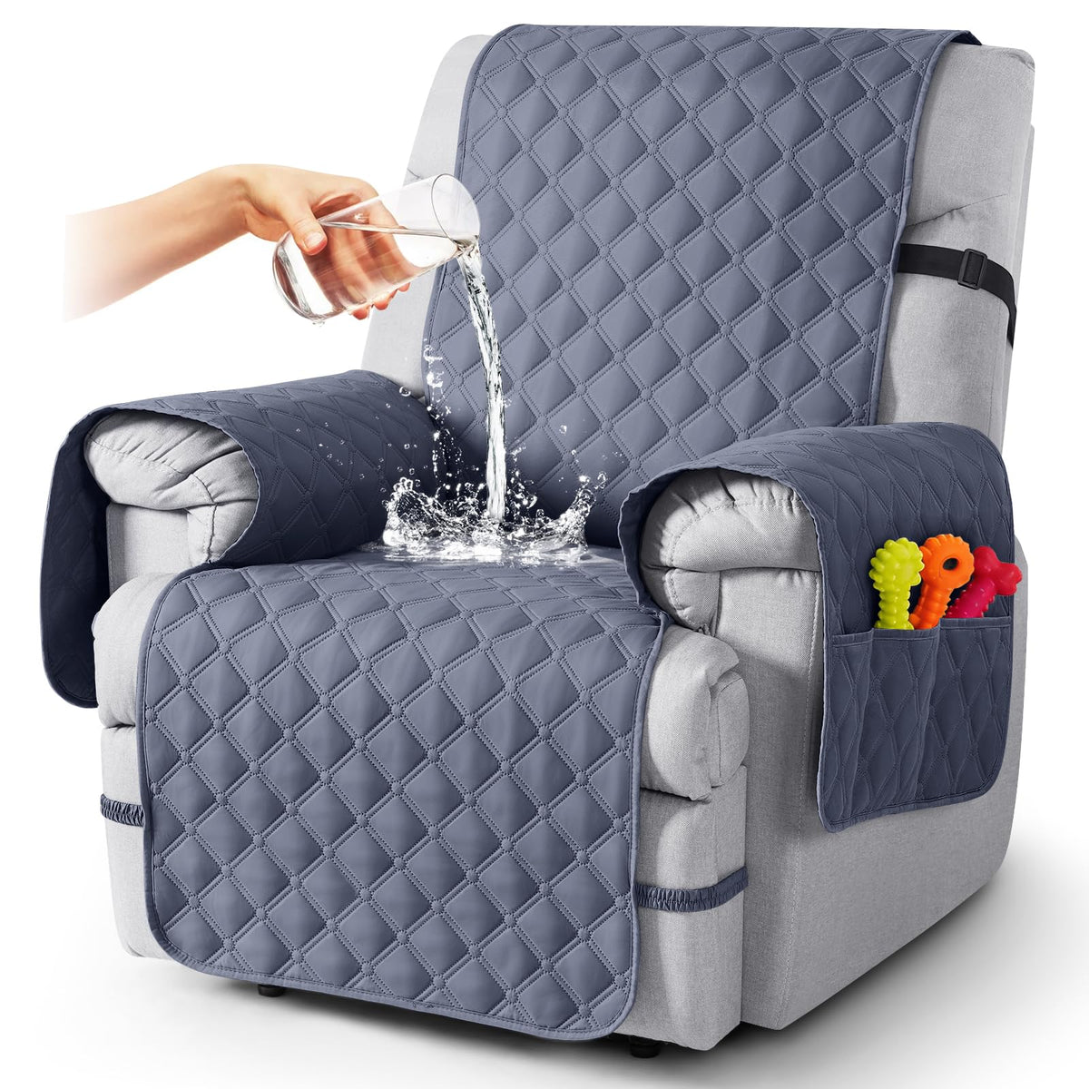 TAOCOCO 100% Waterproof Loveseat Recliner Covers Reversible, Charcoal Gray