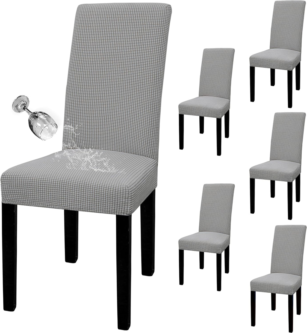 Easy-Going 100% Waterproof Dining Room Chair Covers Set of 6, Large