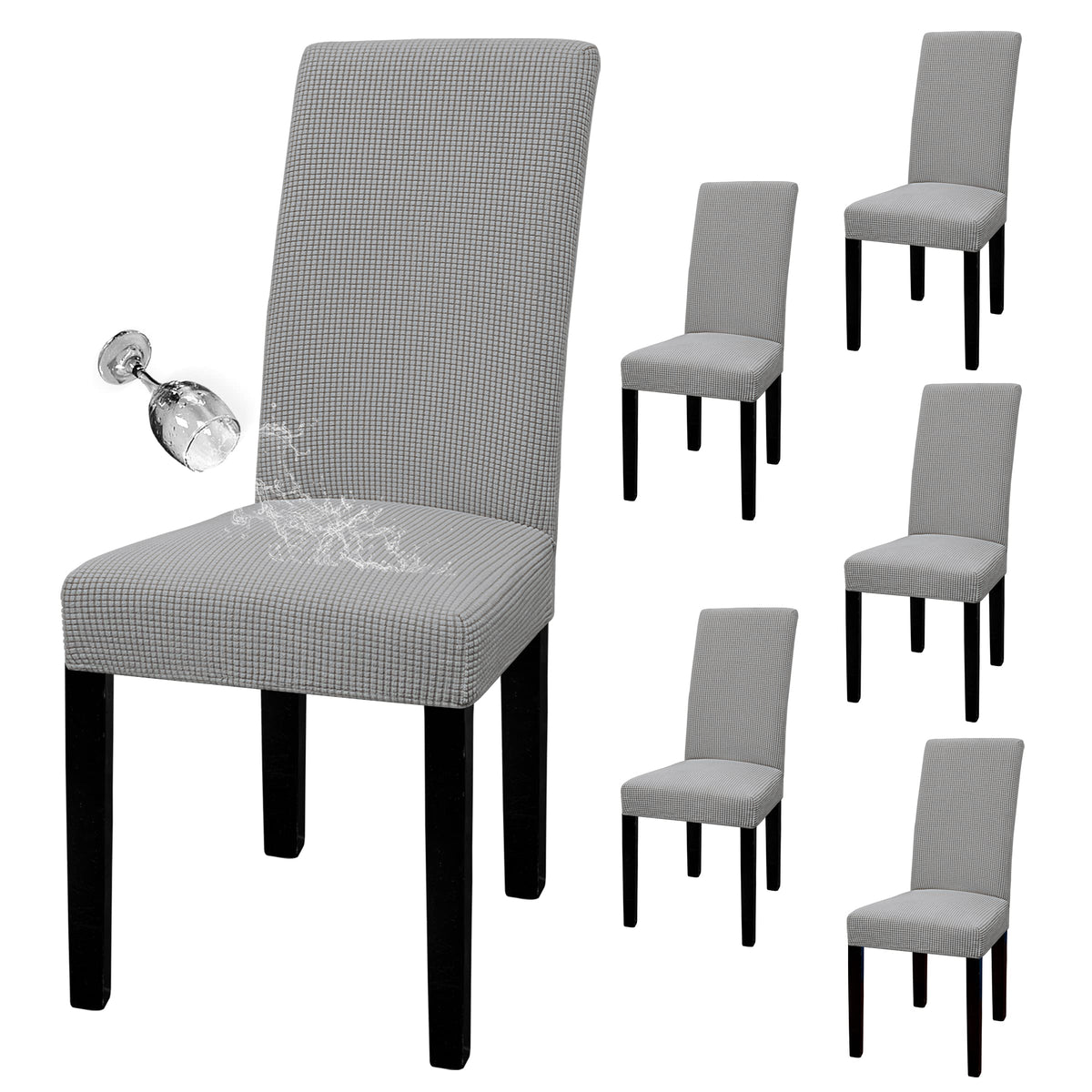 Easy-Going 100% Waterproof Dining Room Chair Covers Set of 6, Large
