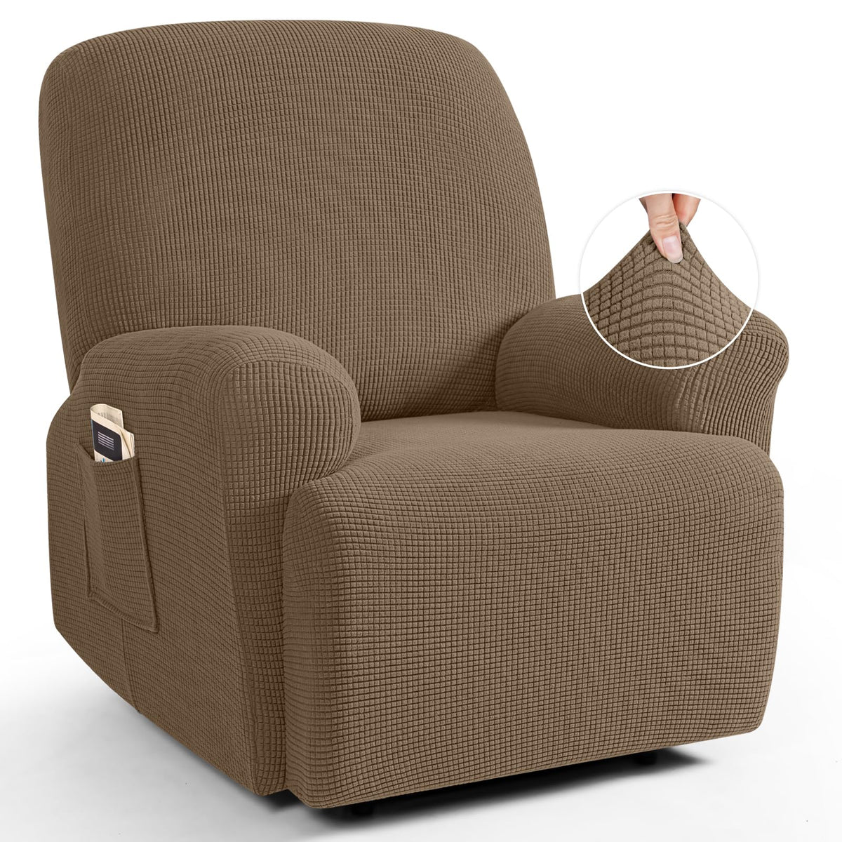 TAOCOCO Stretch Loveseat Recliner Covers 6 Piece, Charcoal Grey