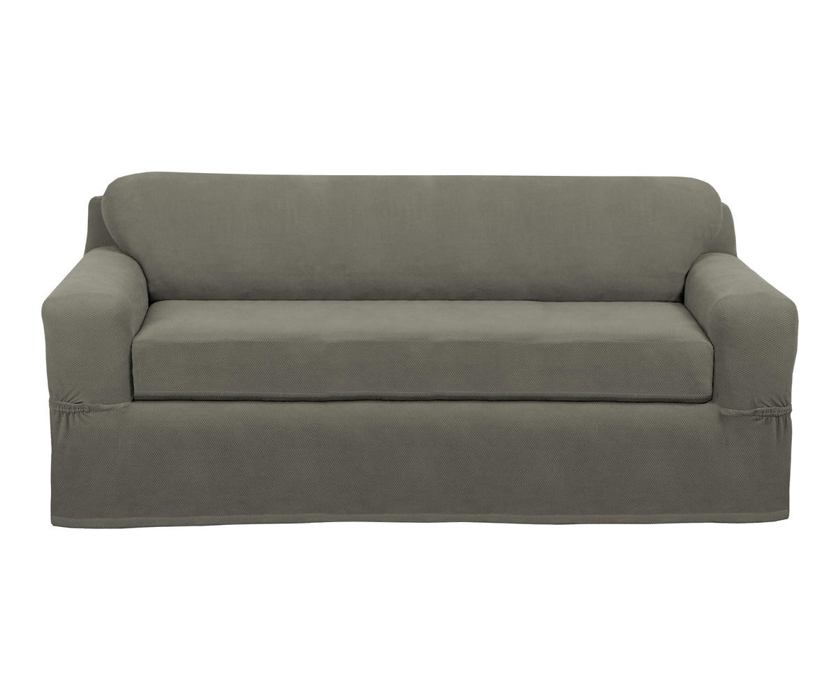MAYTEX Pixel Ultra Soft Stretch 2 Piece Furniture Cover Loveseat Slipcover, Chocolate (4300512)