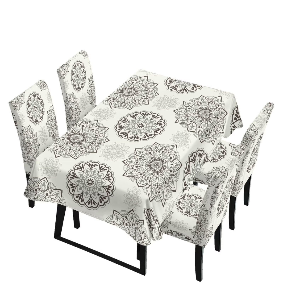 Thanksgiving Themed Dining Room Chair Cover and Tablecloths 5 Packs, Fall Leaf Print Kitchen Chair Seat Slipcovers Anti-Wrinkle Table Protector for Thanksgiving Day Party