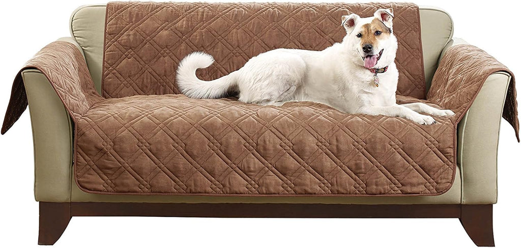 SureFit SF45035 Deluxe Non Skid Waterproof Pet Loveseat Furniture Cover - Brown