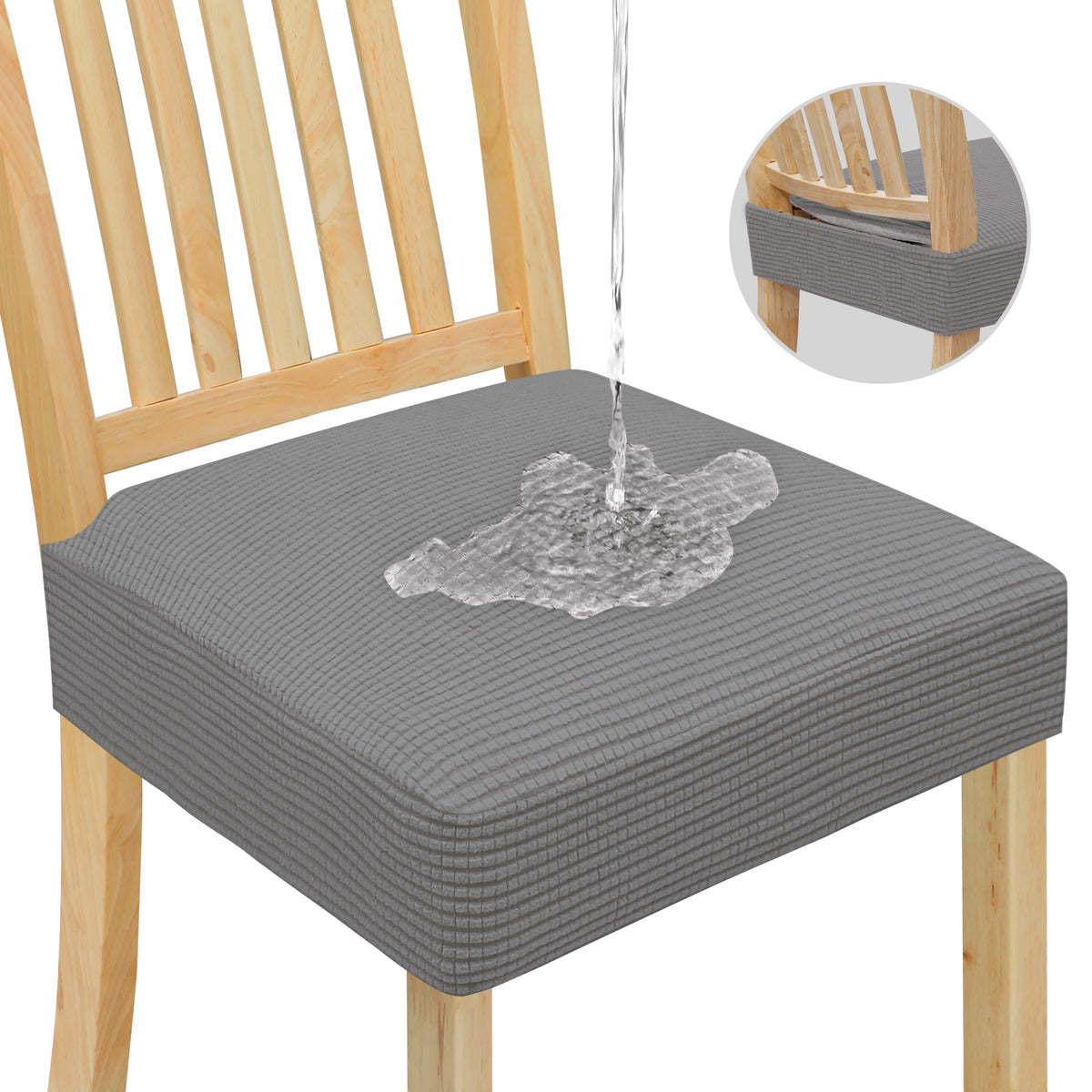 Easy-Going Waterproof Seat Covers for Dining Chairs Set of 4, Ivory