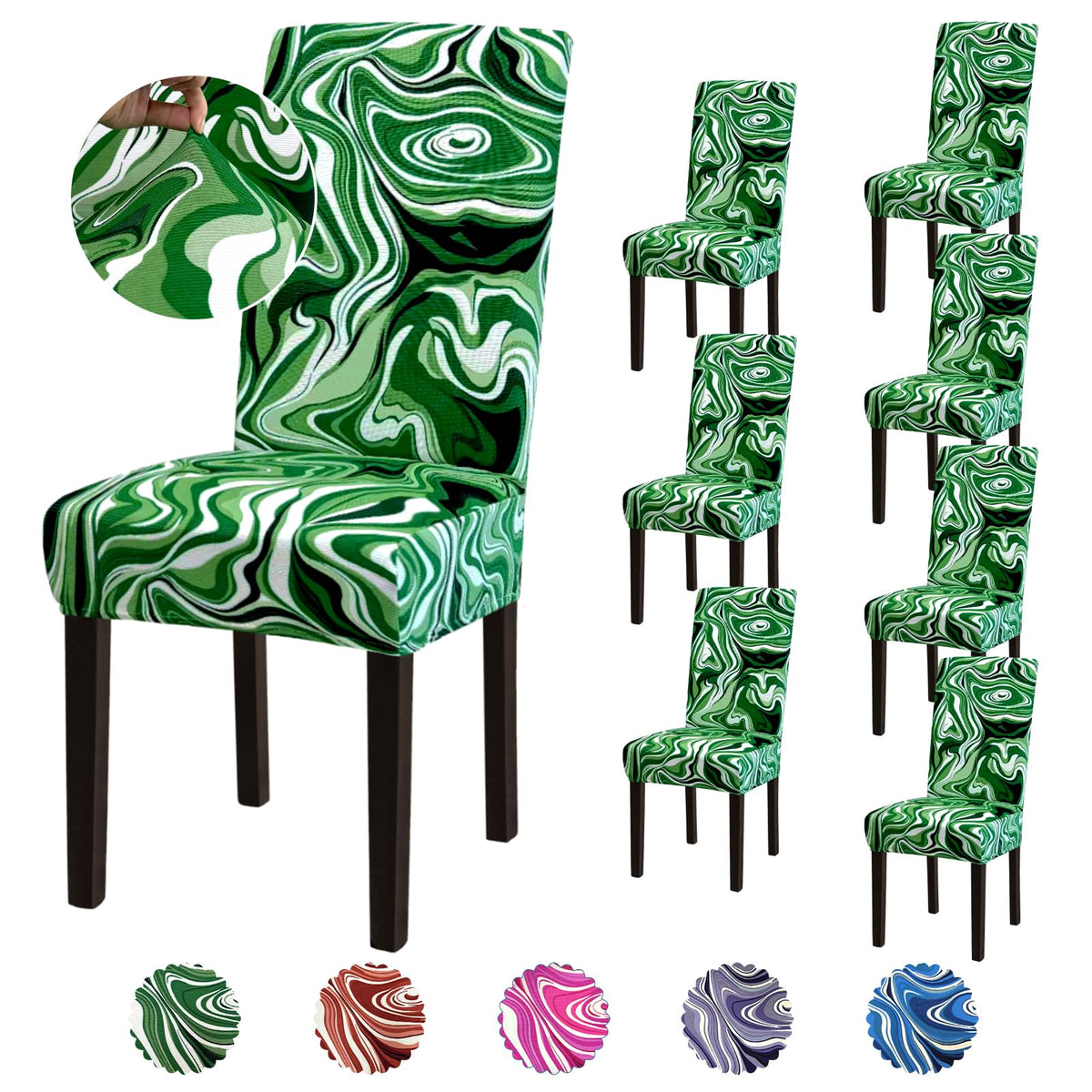 Stretch Dining Room Chair Covers Set of 6, Removable Washable Chair Covers for Dining Chairs,Dining Room, Hotel, Ceremony