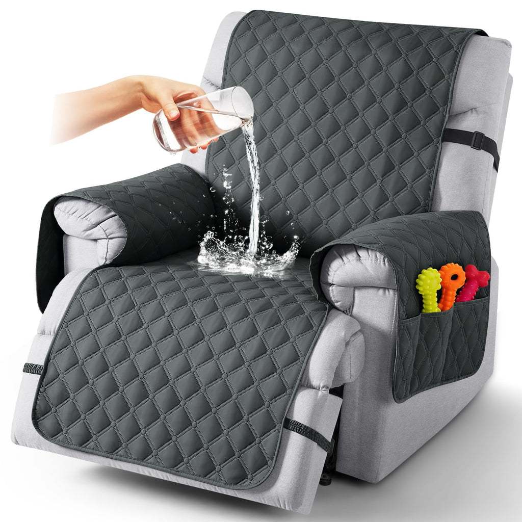 TAOCOCO 100% Waterproof Loveseat Recliner Covers Reversible, Charcoal Gray
