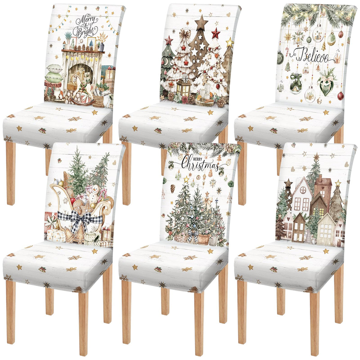Moukeren 6 Pcs Halloween Chair Covers Scary Dining Chair Slipcovers