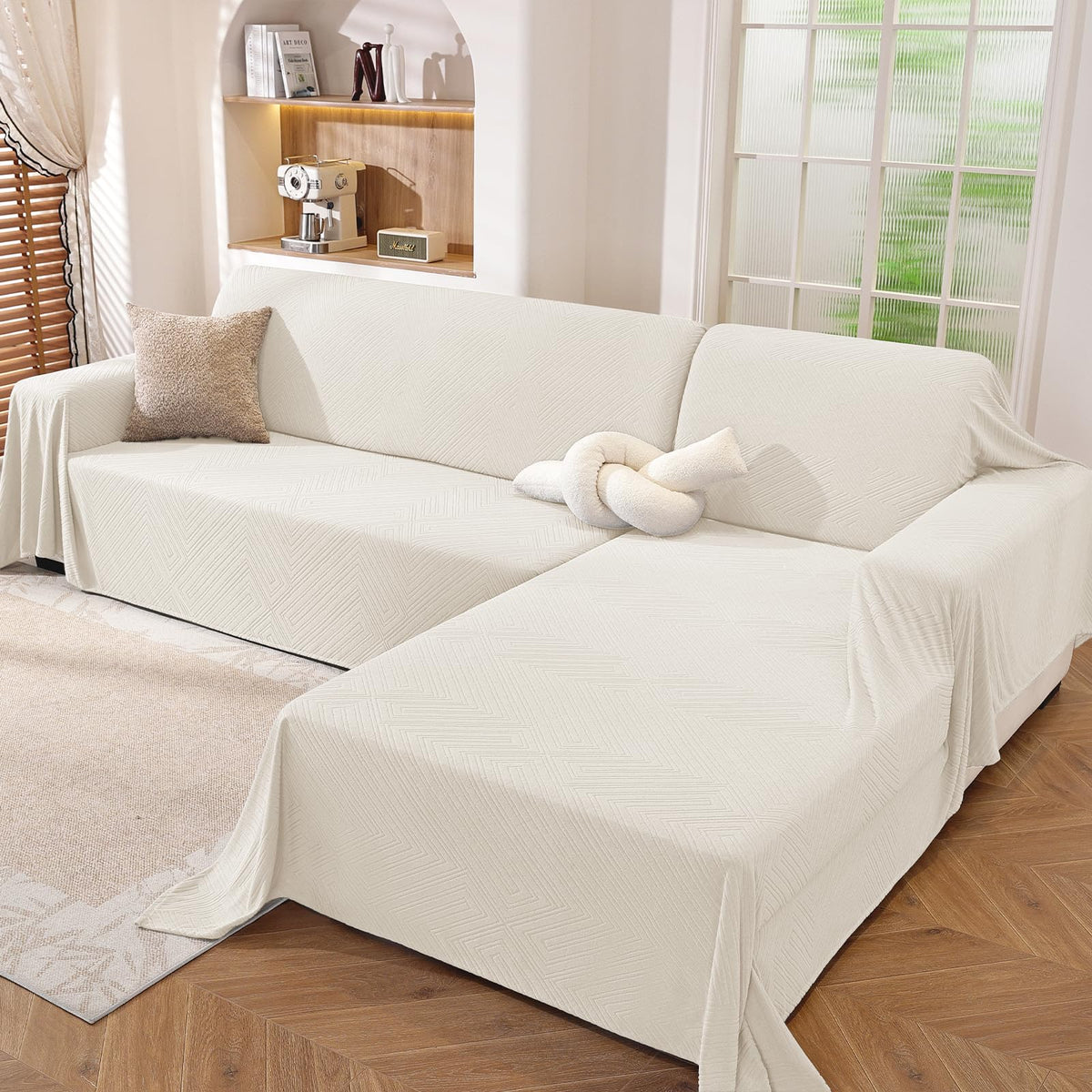 Couch Cover for Dogs, Loveseat 2 Cushion Sofa Cover, Light Grey
