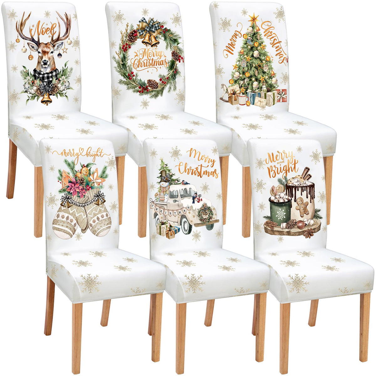 Moukeren 6 Pcs Halloween Chair Covers Scary Dining Chair Slipcovers