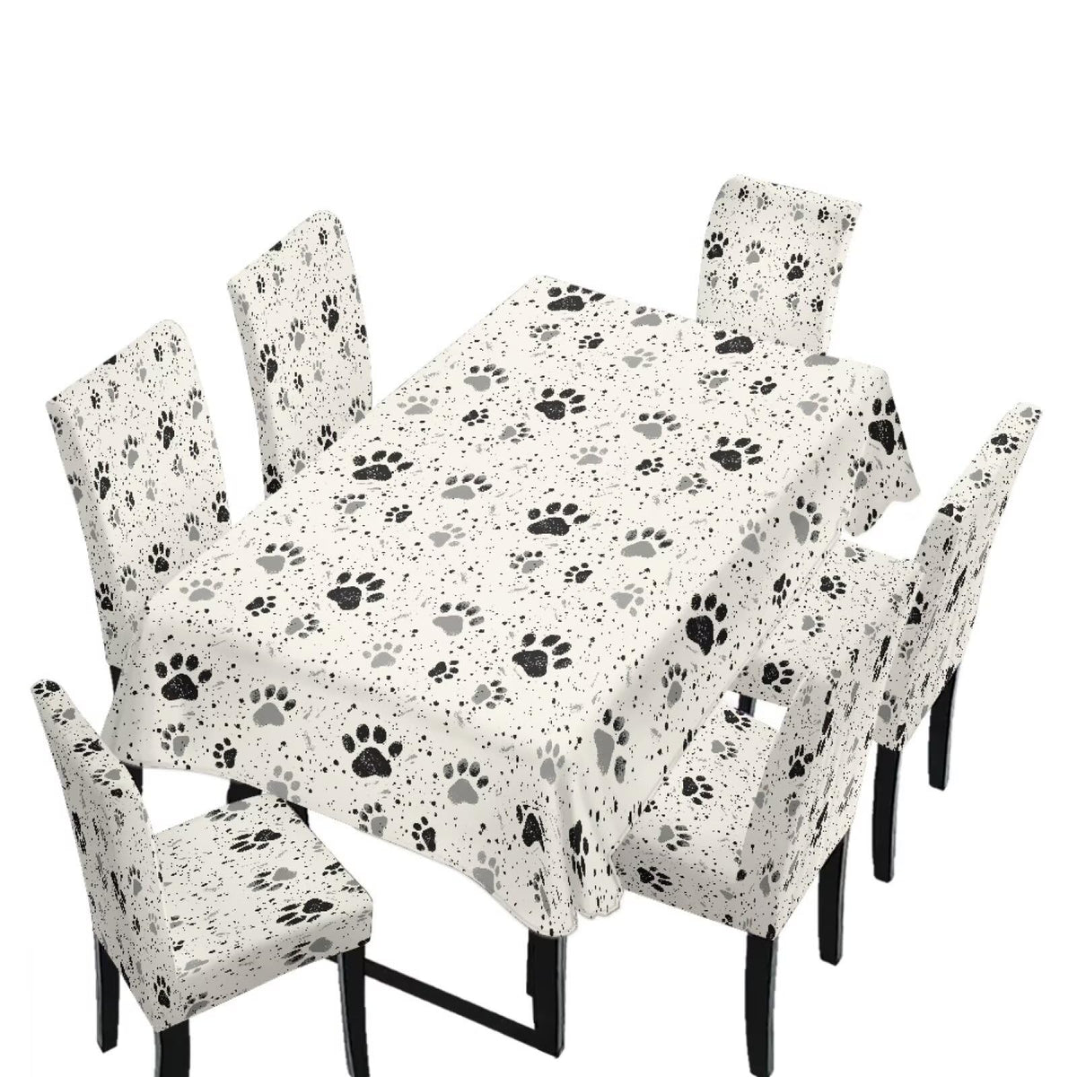 Fall Pumpkin Rectangular Table Cloth & Dining Chair Covers Set of 7, Stain Resistant Wipeable Chair Protectors for Farmhouse Rustic Home Kitchen Party Decor