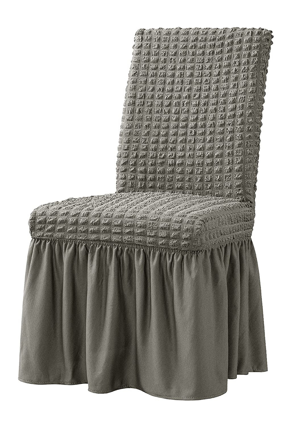 Dorm Chair Cover, Dining Chair Slipcover Stretch Washable with Skirt White