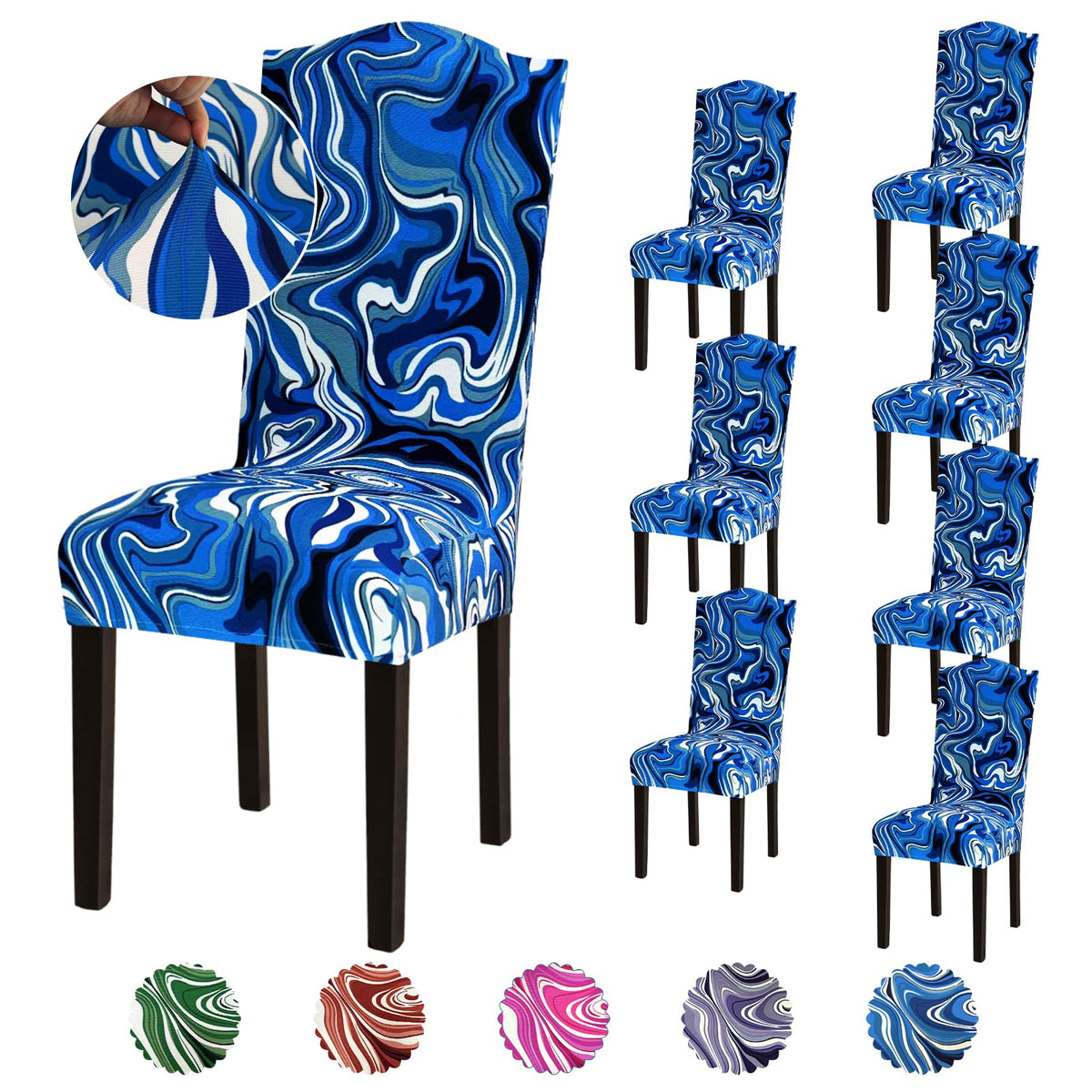Stretch Dining Room Chair Covers Set of 6, Removable Washable Chair Covers for Dining Chairs,Dining Room, Hotel, Ceremony