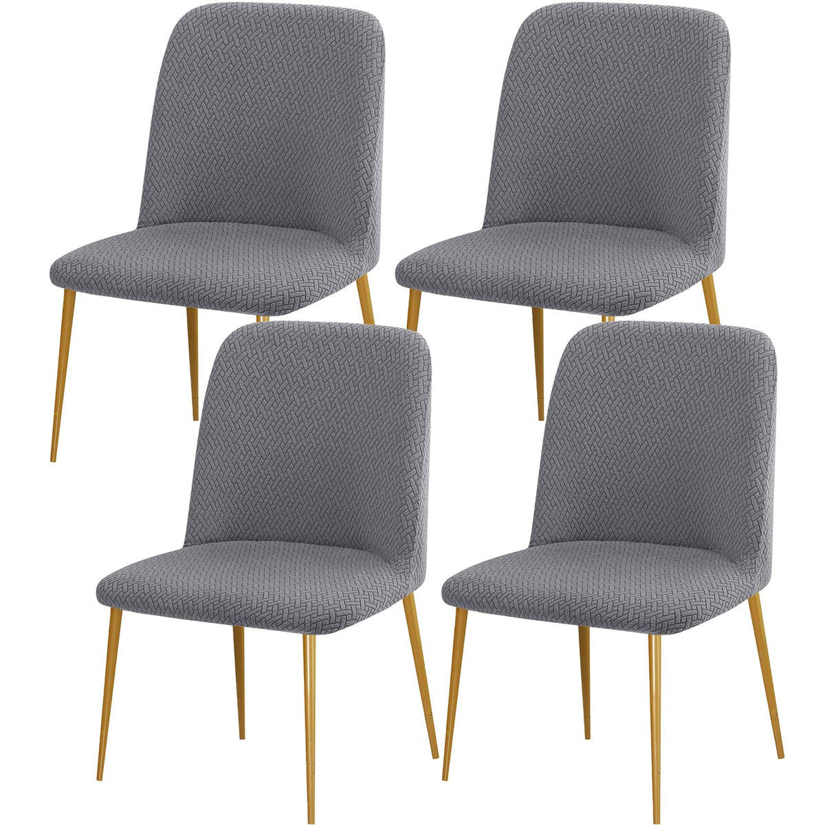 Gollense Curved Back Chair Covers for Dining Room, Mid Century Modern Chair Slipcovers, Semi Circle Back Chair Seat Protector for Kitchen Living Room (4, Beige)