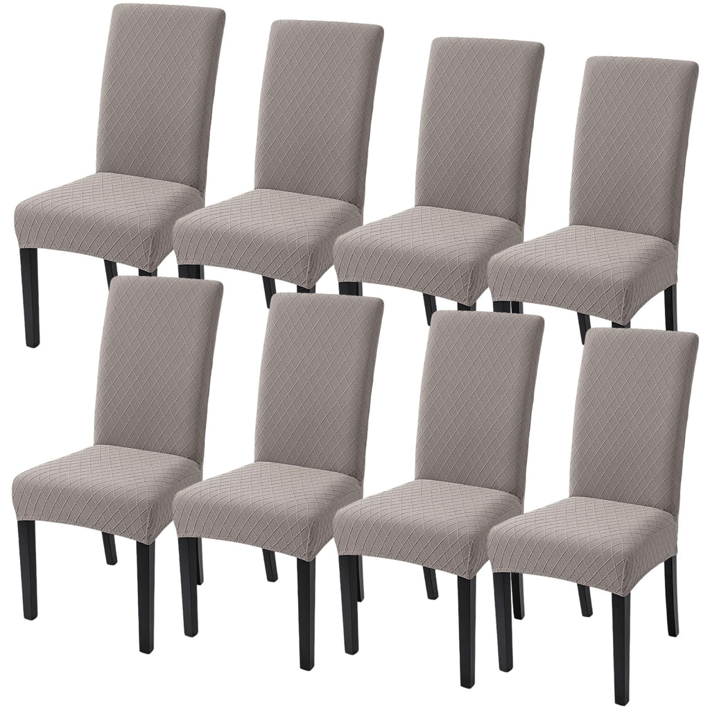 SearchI Dining Room Chair Covers Set of 6, Stretch Jacquard Parsons Chair Slipcovers Super Fit Removable Washable Kitchen Chair Protector Cover for Dining Room, Hotel, Ceremony (Beige Rhombus)