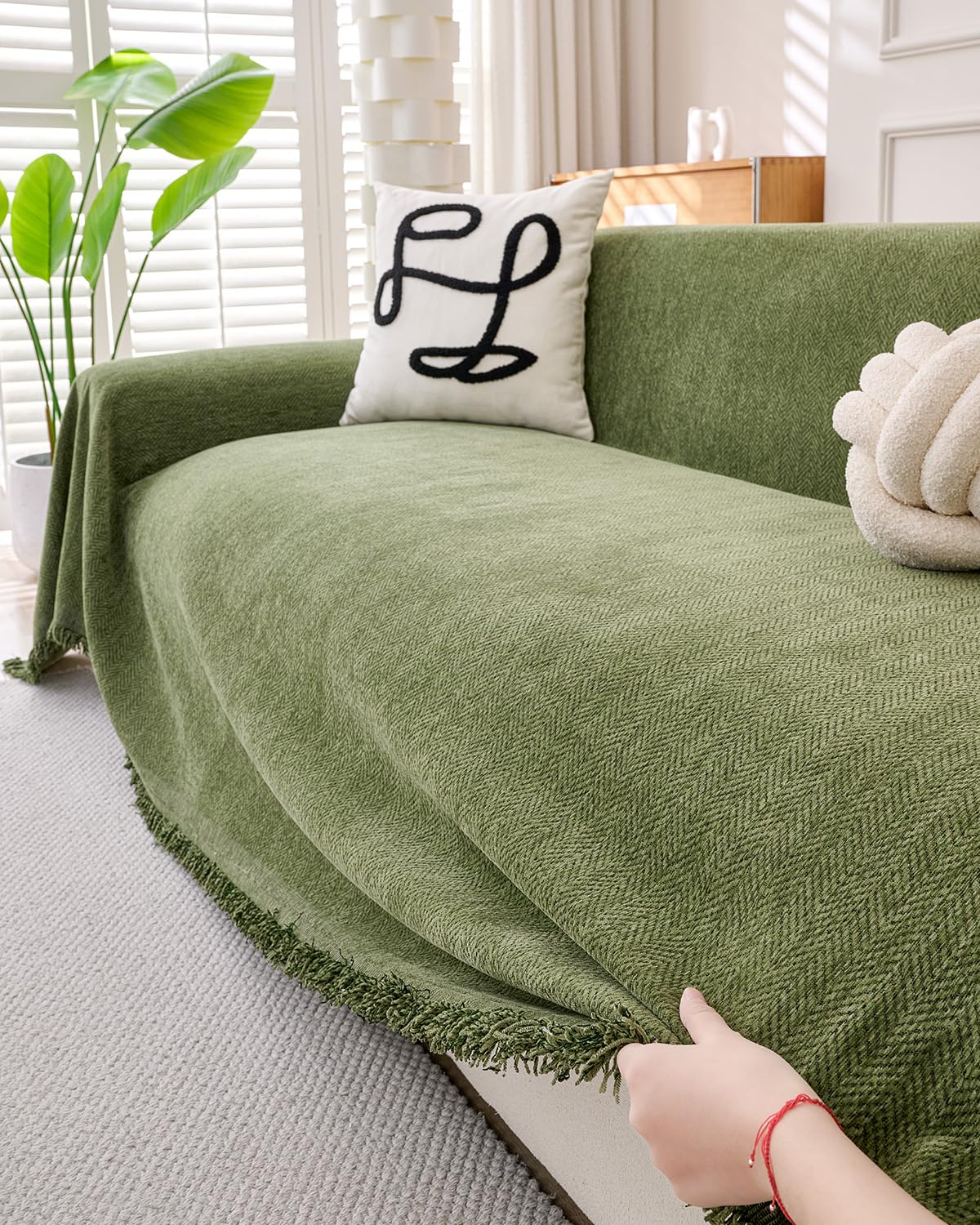 Erke Loveseat Cover Sheet Blanket, Machine Washable Non Slip Chenille Cushion Slipcover for Pets, 2-Seater Love seat Sofa Bed Chair Slip Covers Furniture Decor Protector