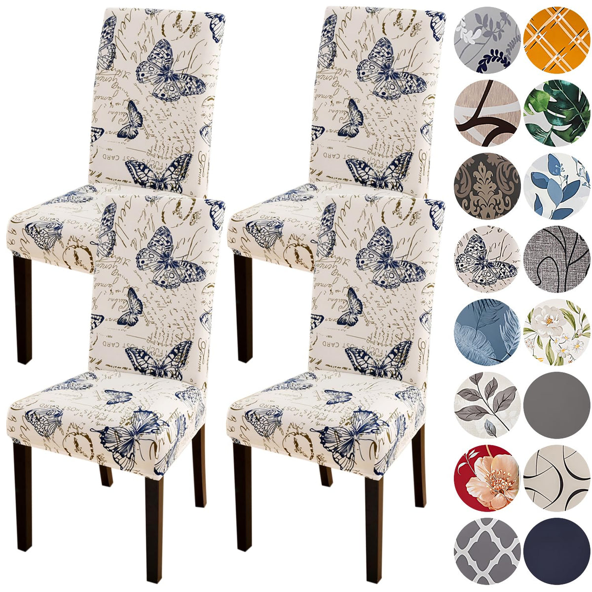 HZDHCLH Dining Chair Covers Set of 4 Stretch Chair Slipcovers Washable