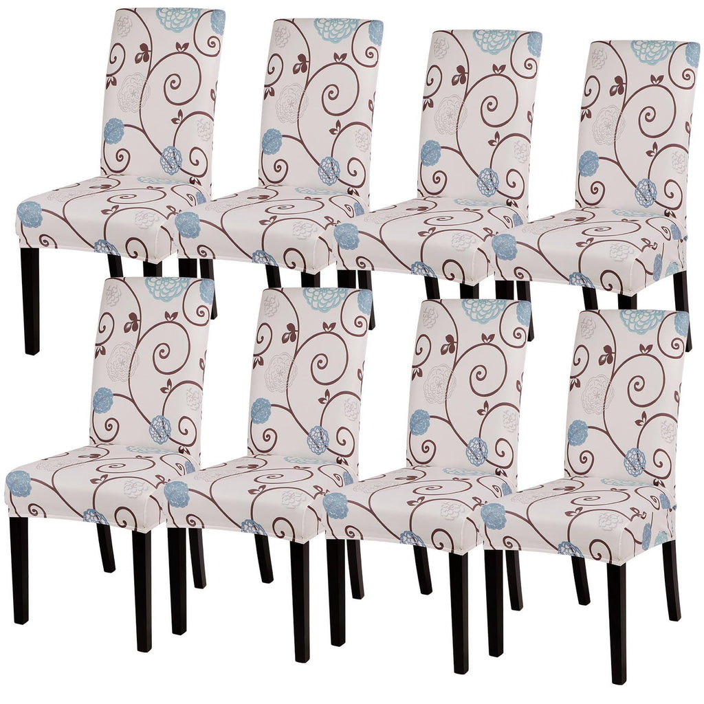 SearchI Dining Room Chair Covers Set of 6, Stretch Jacquard Parsons Chair Slipcovers Super Fit Removable Washable Kitchen Chair Protector Cover for Dining Room, Hotel, Ceremony (Beige Rhombus)