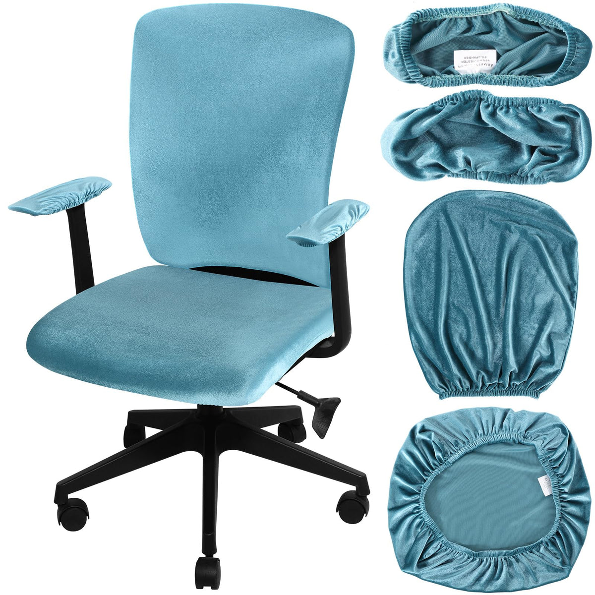 Tallew 4 Pcs Office Chair Covers Set with Armrest, Stretchable,Light Pink