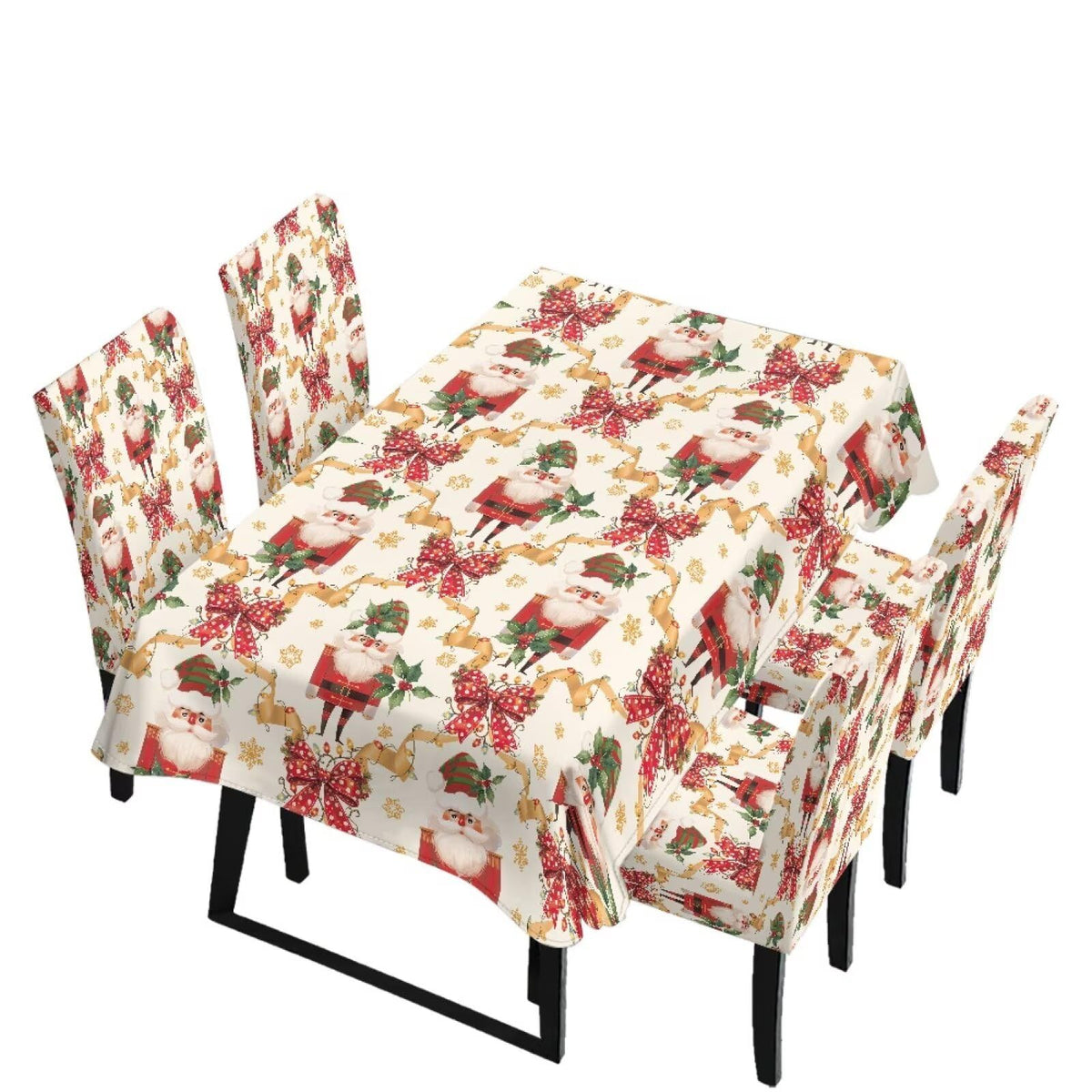 Poinsettia Dining Table & Chair Cover Set for Christmas, Stretch