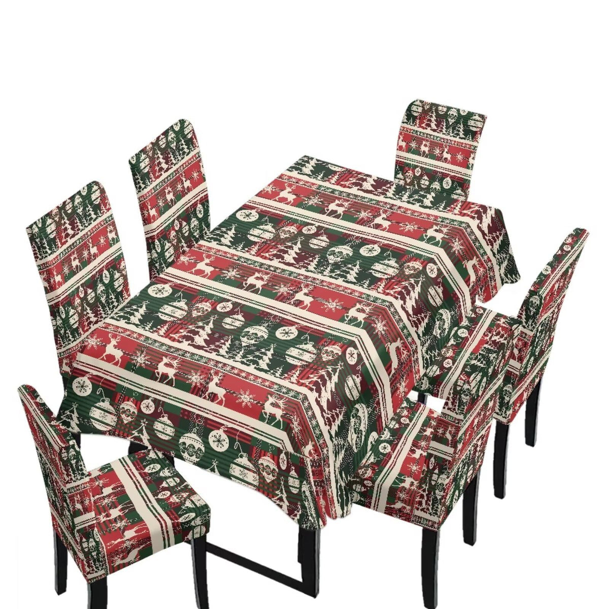 Dining Chair Covers and Dining Table Cloth Christmas Decor
