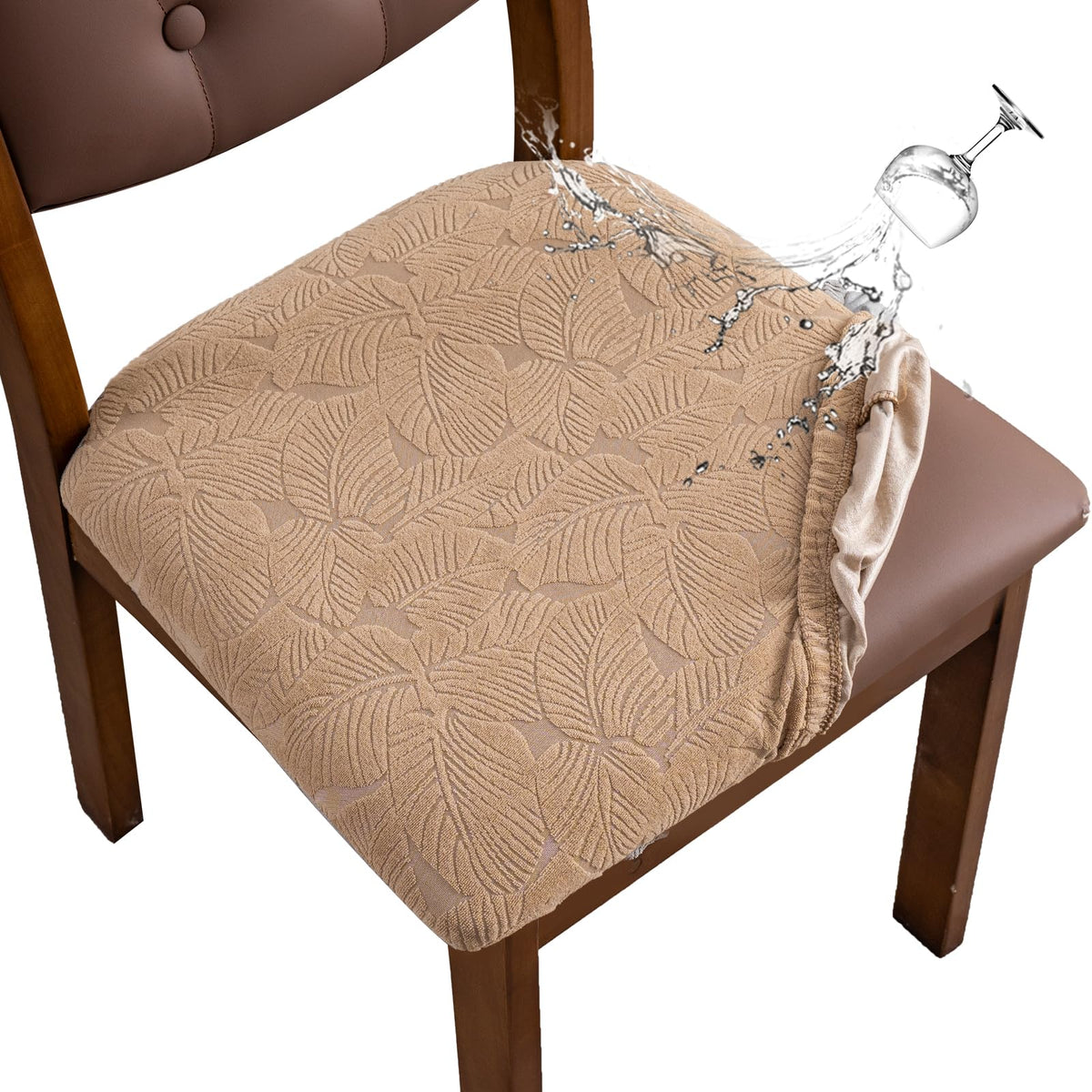 Waterproof Dining Room Chair Covers Set of 6,Taupe,Large