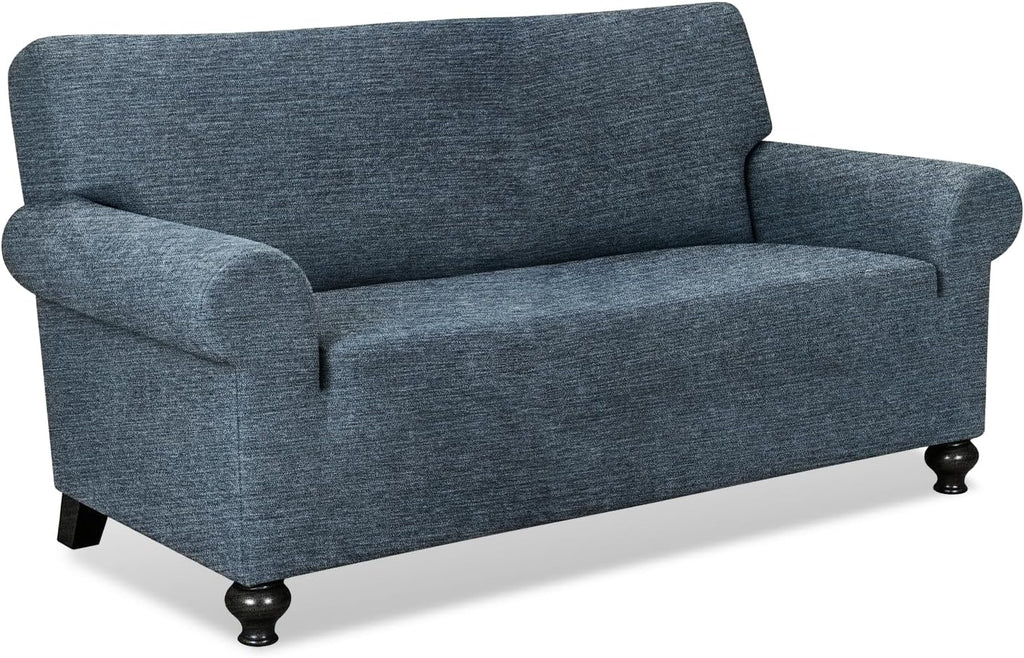 URBANLIFE 1-Piece Stretch Sofa Covers for 2 Cushion Couch, Dusk Blue Gray
