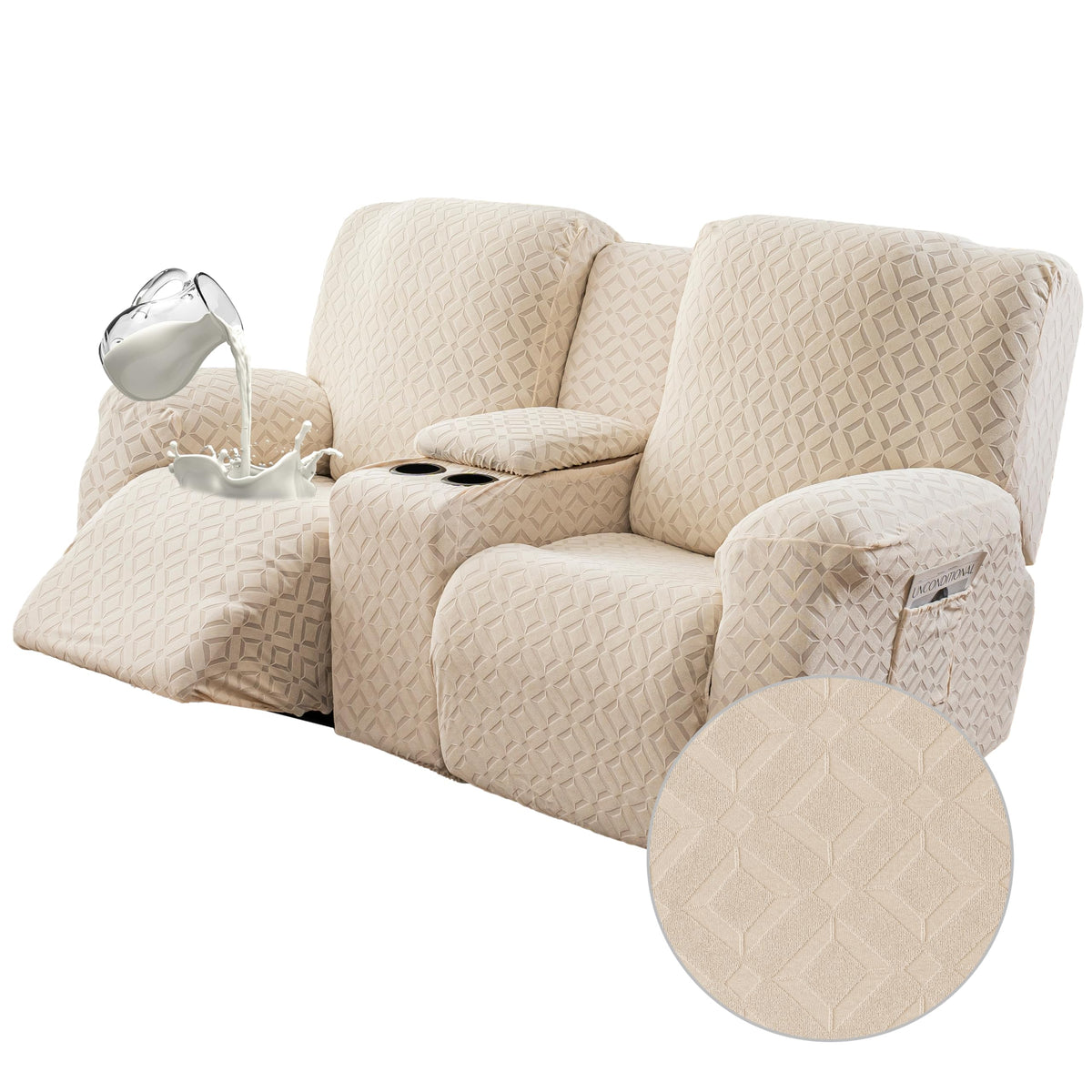 Genina Waterproof Recliner Loveseat Cover,2 Seat Couch Cover,Chocolate