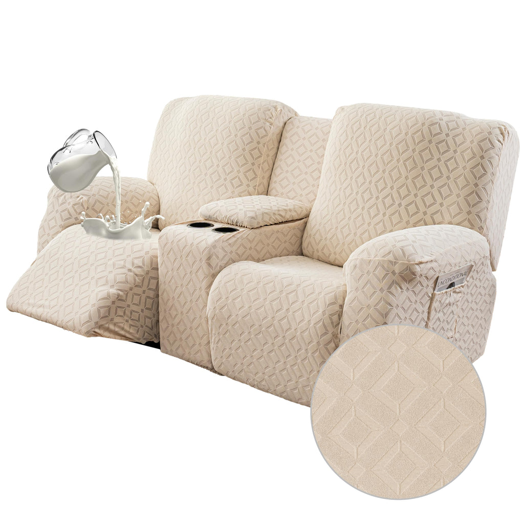 Genina Waterproof Recliner Loveseat Cover,2 Seat with Console,Dark Gray