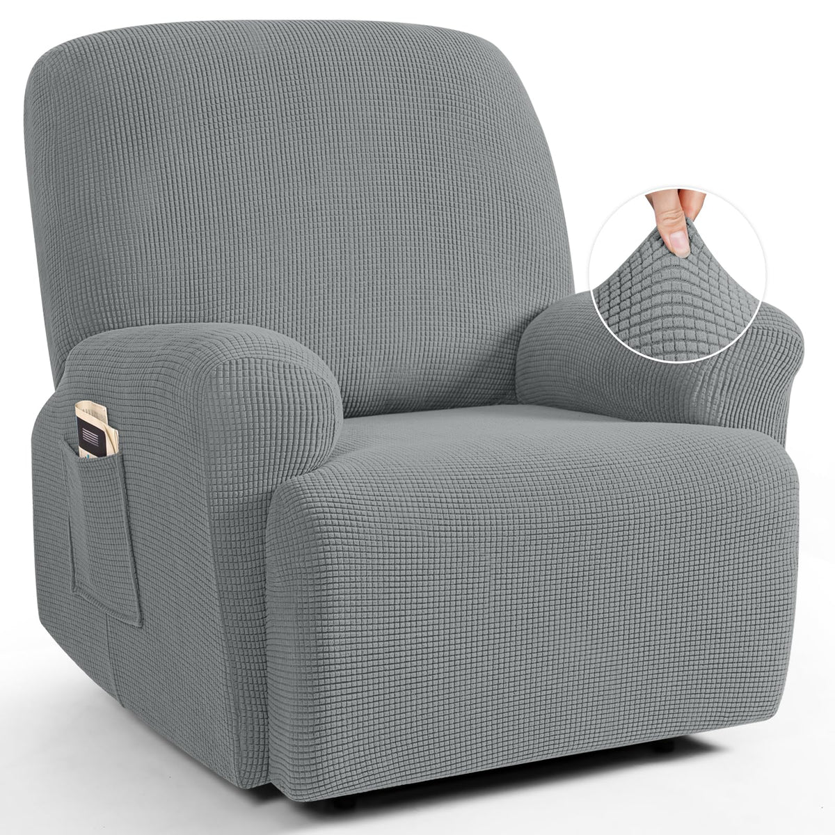 TAOCOCO Stretch Loveseat Recliner Covers 6 Piece, Charcoal Grey