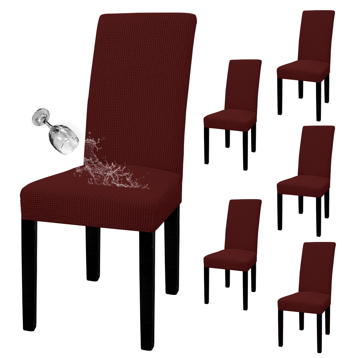Easy-Going 100% Waterproof Dining Room Chair Covers Set of 6, Large
