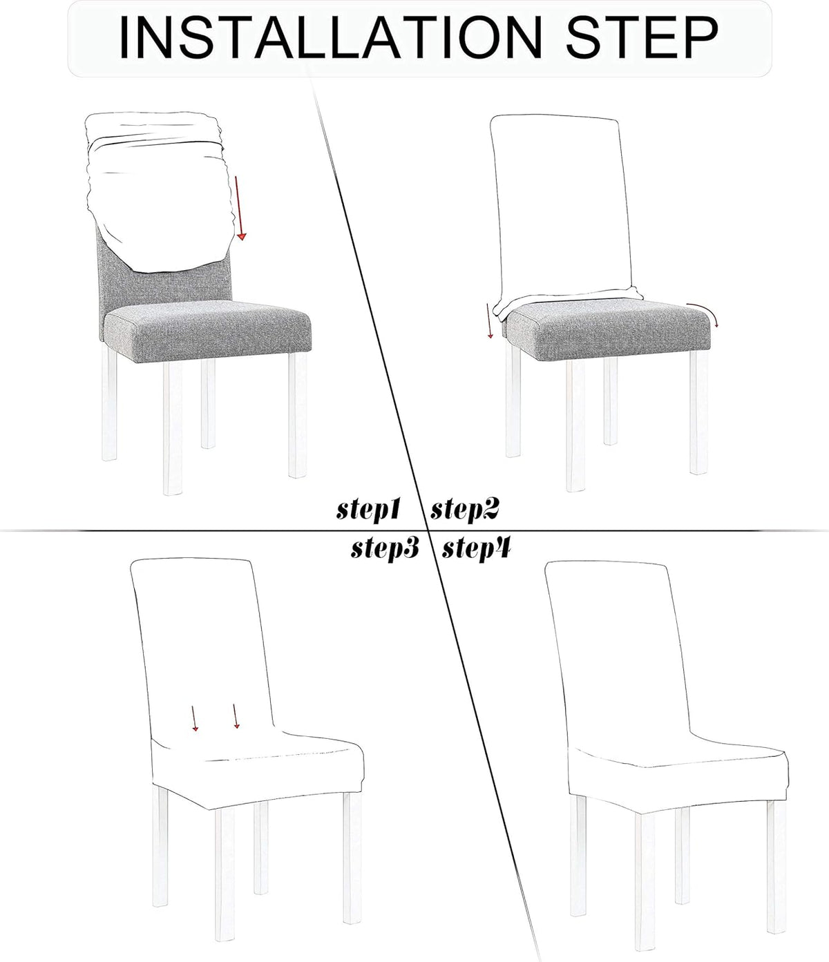 Obstal Black Stretch Spandex Dining Room Chair Covers ?Set of 4 Universal Removable Washable Chair Seat Slipcovers Protector for Kitchen, Ceremony, Wedding, Banquet, Hotel and Party