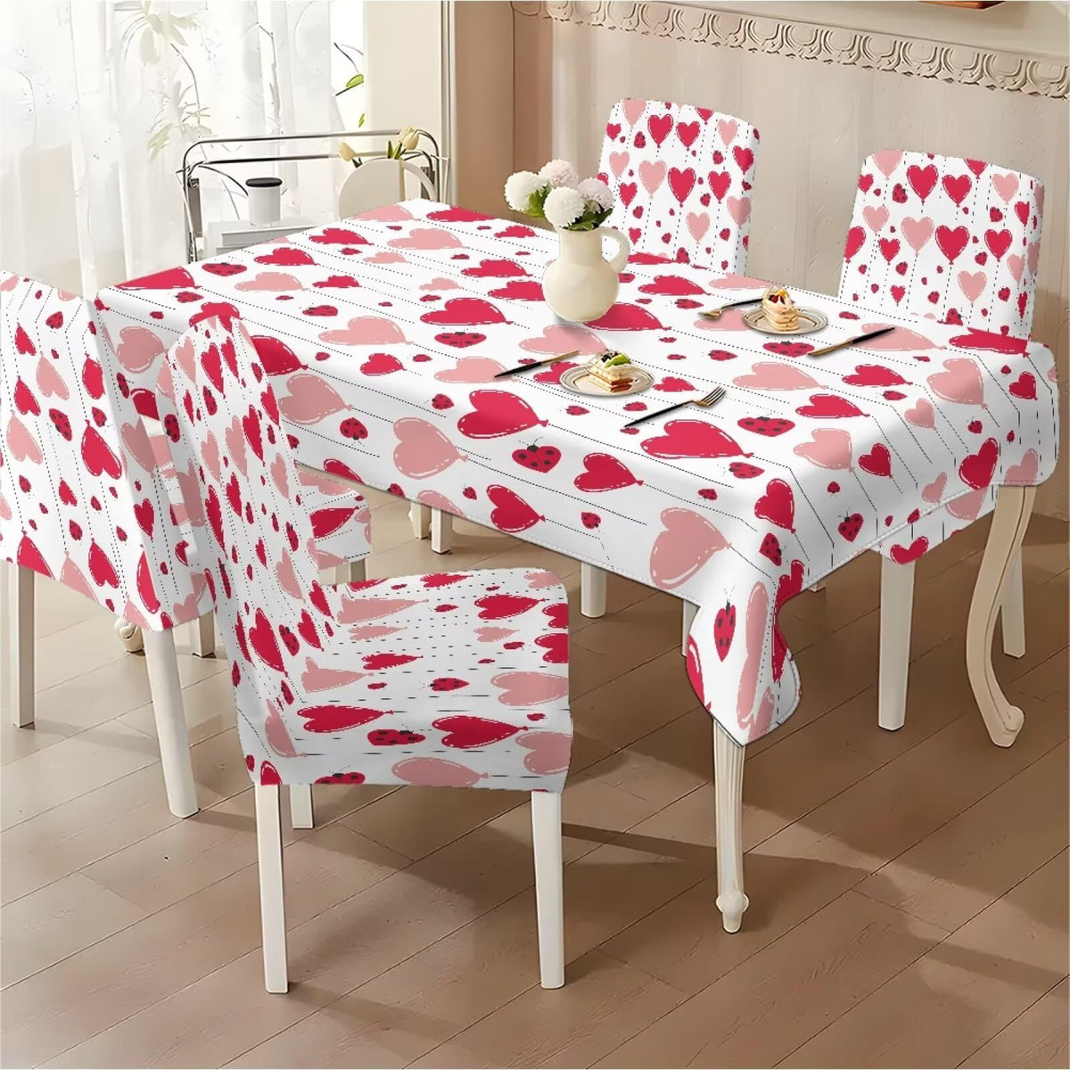 ZDCUSTOM Vintage Table and Chair Covers for Parties Stylish Dining Chairs Cover Washable Cozy Tablecloths Rectangular for Home Party Weeding