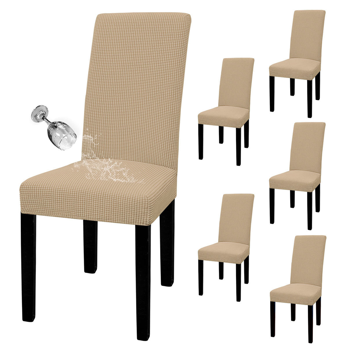 Easy-Going 100% Waterproof Dining Room Chair Covers Set of 6, Large