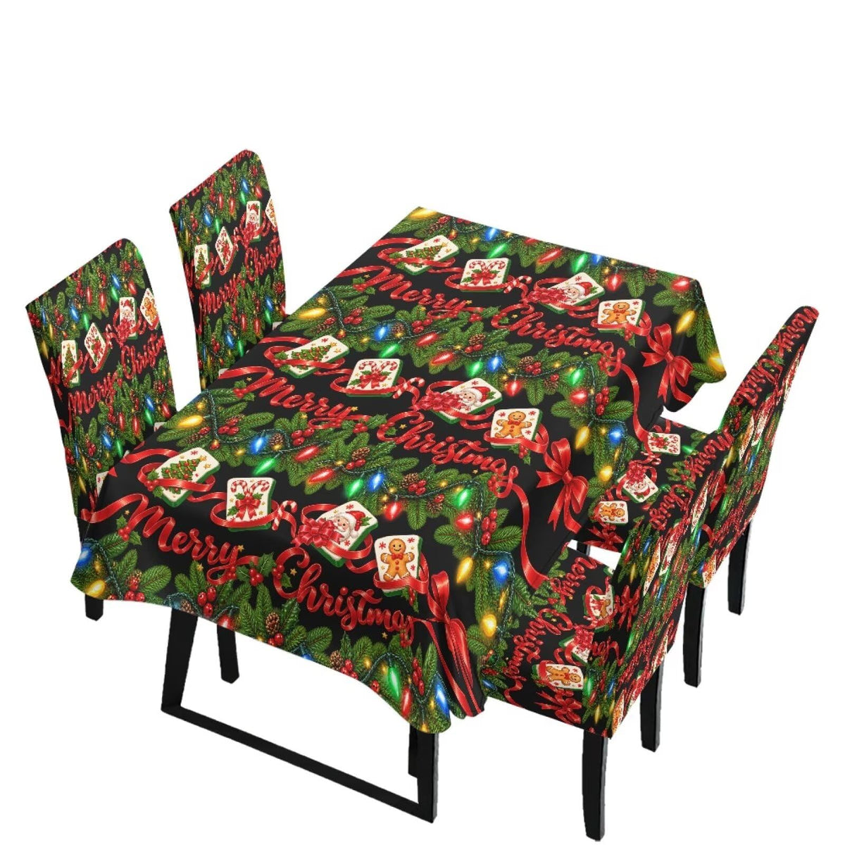 Poinsettia Dining Table & Chair Cover Set for Christmas, Stretch