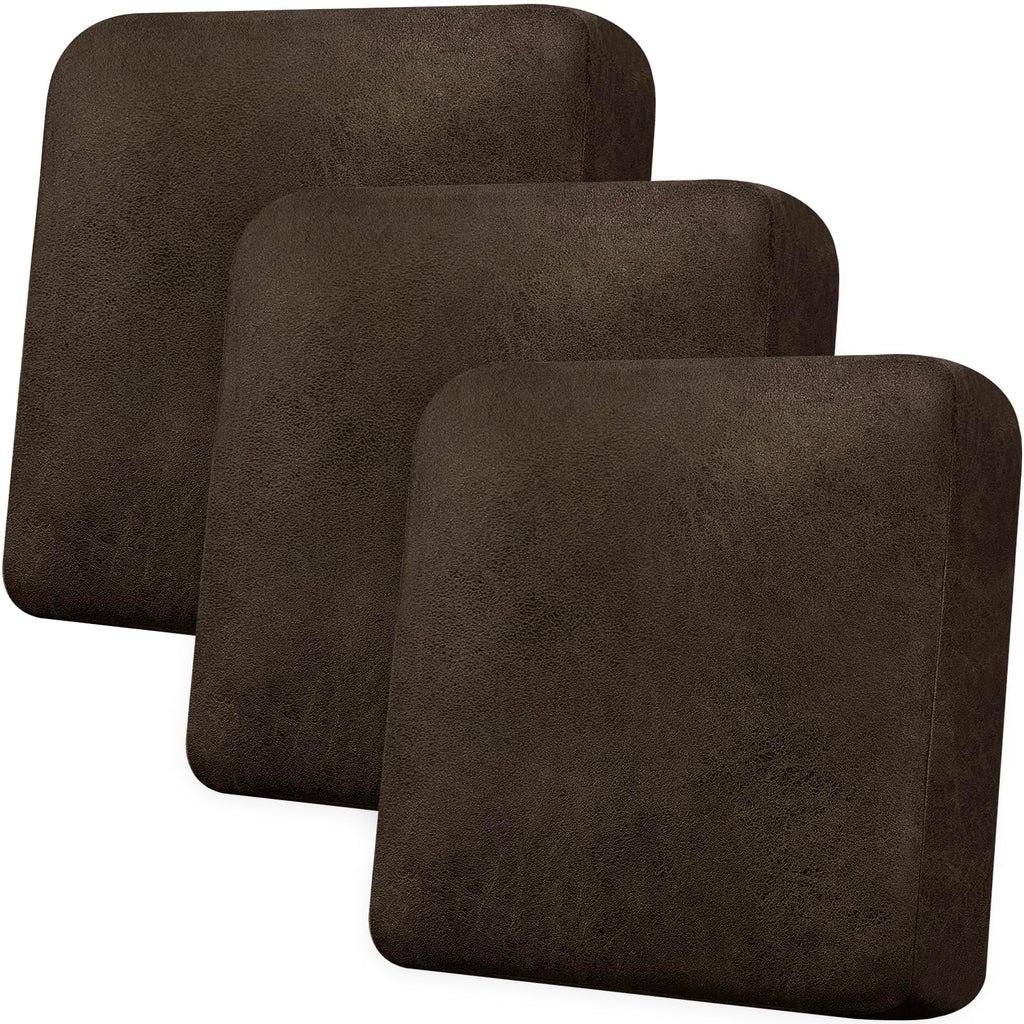 Loveseat Cushion Covers Leather-Look 2PC Stretch Love Seat Slipcover Sets for Living Room Individual Couch Seat Protector, Pet-Friendly, Non-Slip, Easy Fit - Coffee