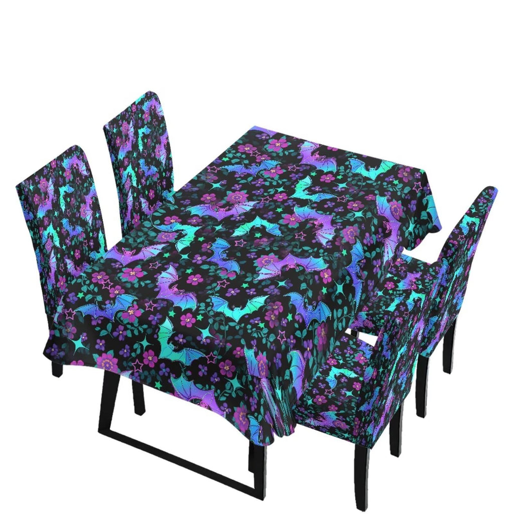 Thanksgiving Themed Dining Room Chair Cover and Tablecloths 5 Packs, Fall Leaf Print Kitchen Chair Seat Slipcovers Anti-Wrinkle Table Protector for Thanksgiving Day Party