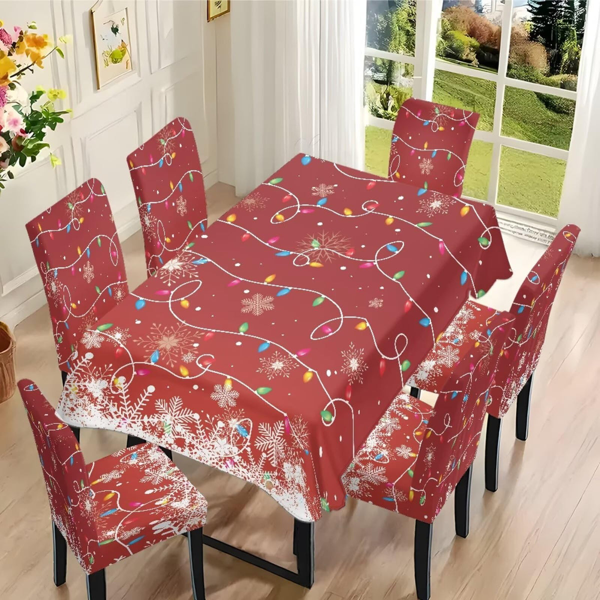 ZDCUSTOM Vintage Table and Chair Covers for Parties Stylish Dining Chairs Cover Washable Cozy Tablecloths Rectangular for Home Party Weeding