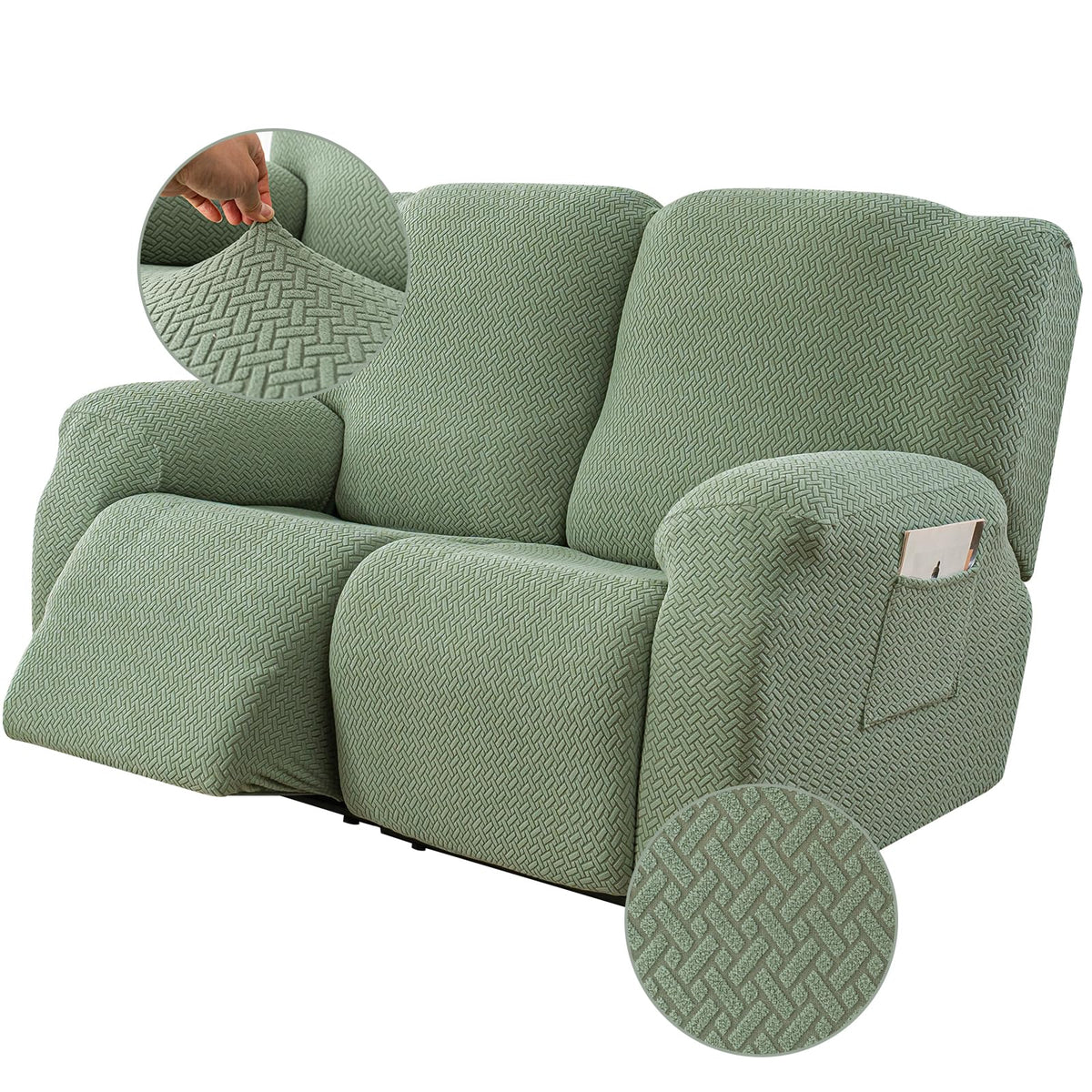 Genina Recliner Loveseat Covers with Console,2 Seater,Beige