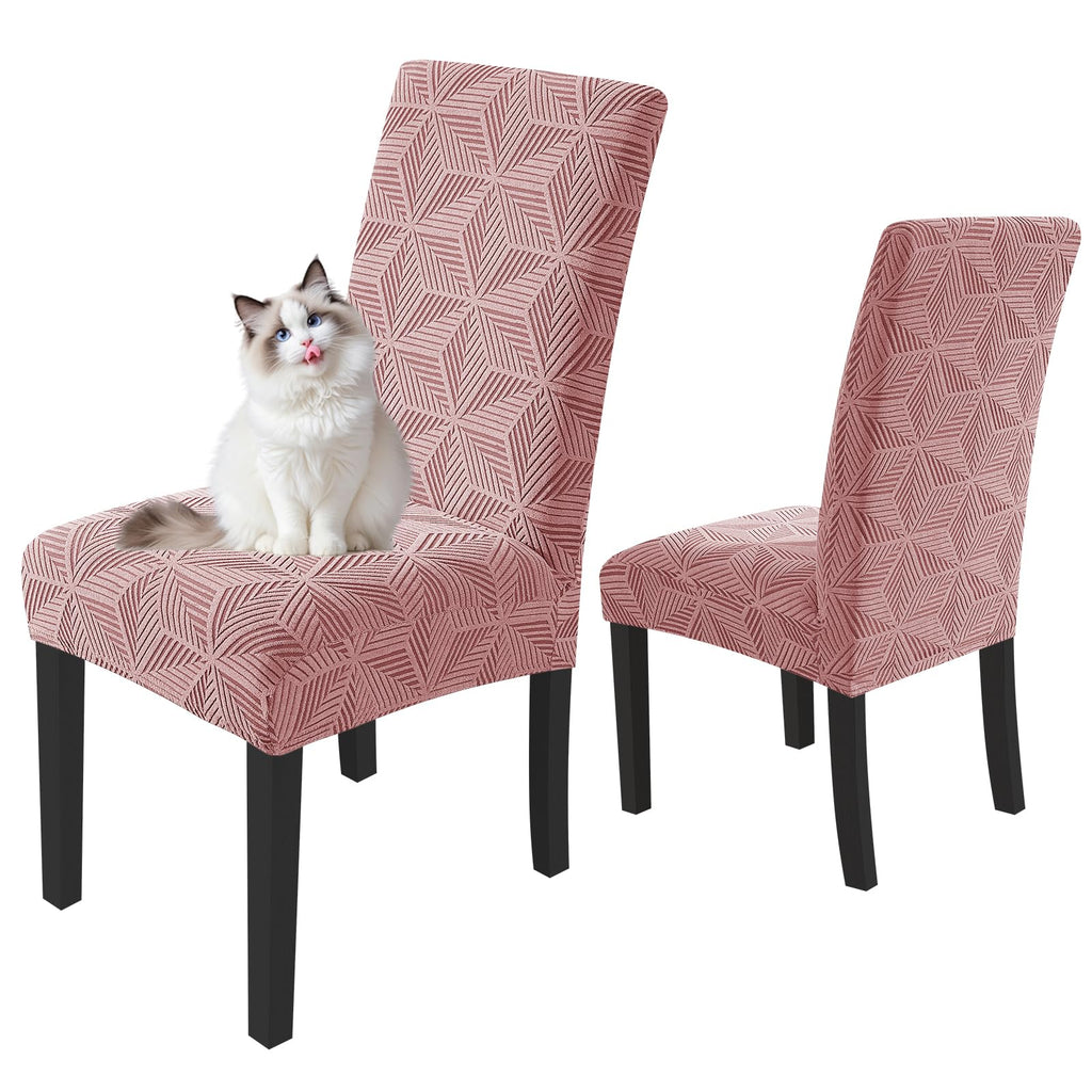 YEMYHOM 2 Packs Latest Checkered Dining Chair Slipcover Parsons Chair Furniture Protector Stretch Chair Covers for Dining Room, Restaurant, Kitchen, Party (Light Gray)