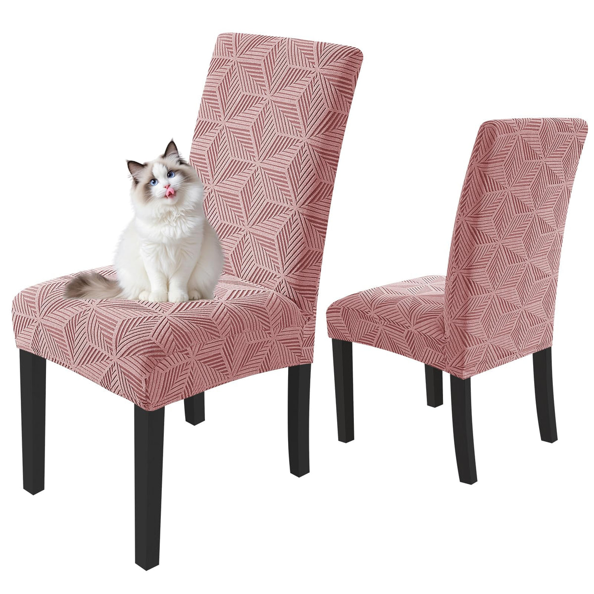 YEMYHOM 2 Packs Latest Checkered Dining Chair Slipcover Parsons Chair Furniture Protector Stretch Chair Covers for Dining Room, Restaurant, Kitchen, Party (Light Gray)