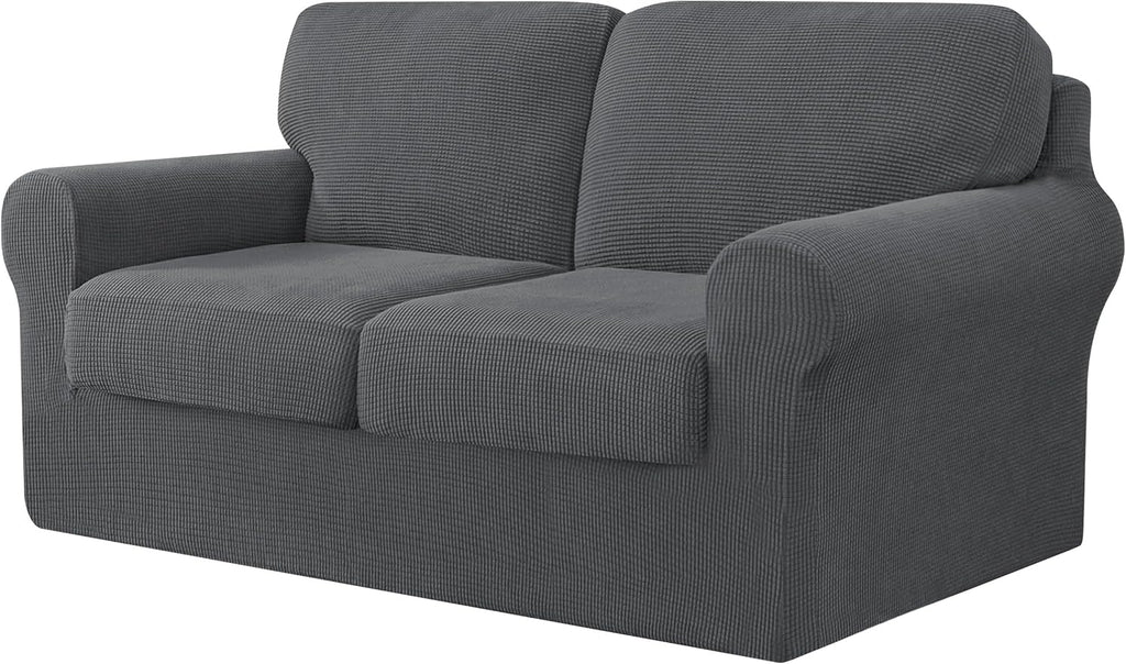 CHUN YI 5 Piece Stretch Couch Covers for Sofa, Loveseat, Grey