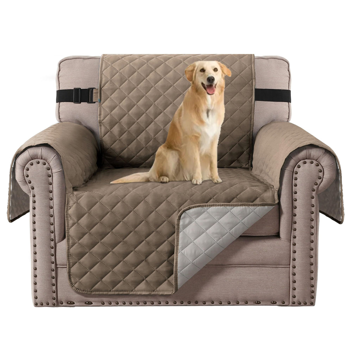 H.VERSAILTEX Reversible Couch Cover for 2 Cushion Couch Water Resistant Loveseat Washable Furniture Cover with Non-Slip Elastic Strap for Dogs, Pets, Kids(Oversized Loveseat, Charcoal Grey)
