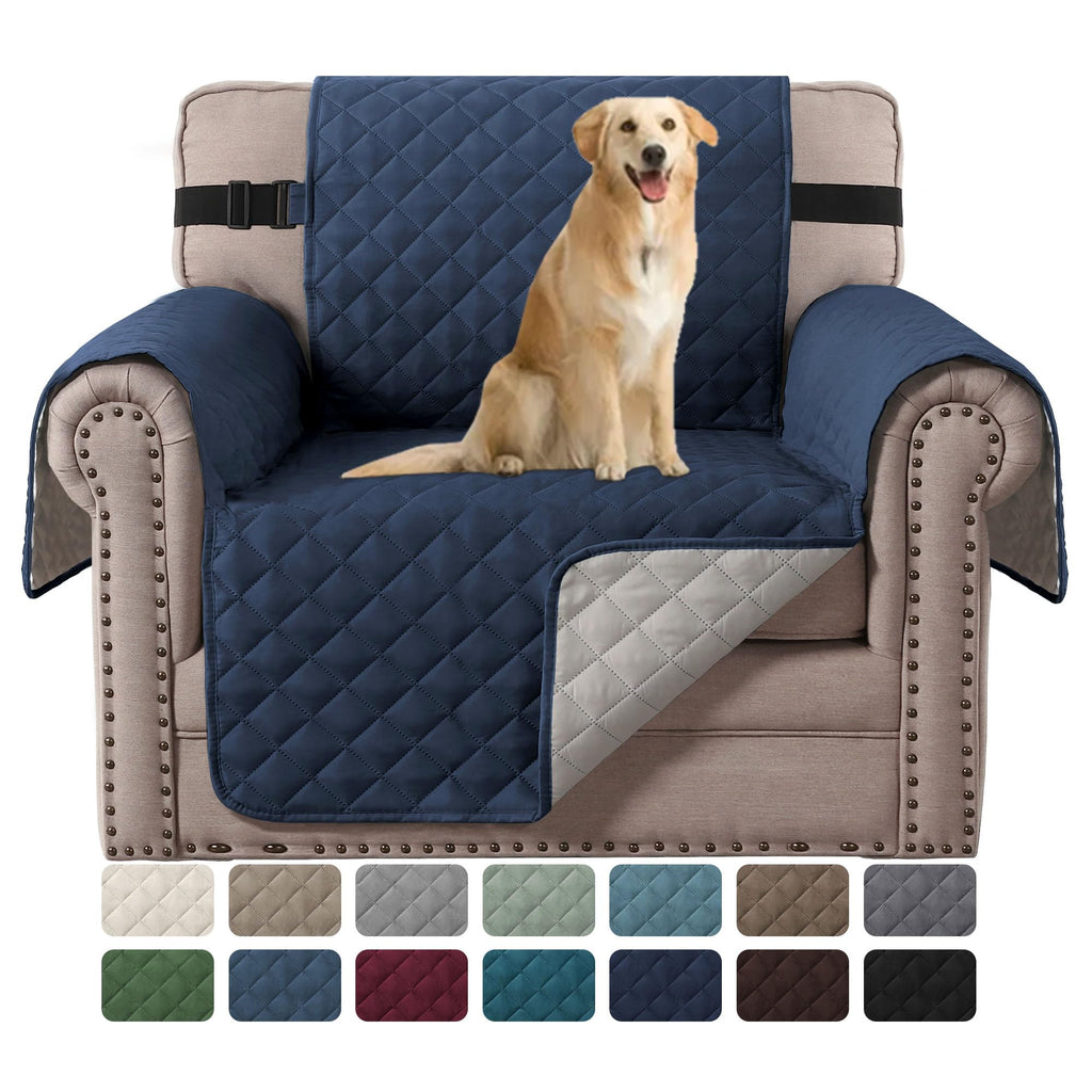 H.VERSAILTEX Reversible Couch Cover for 2 Cushion Couch Water Resistant Loveseat Washable Furniture Cover with Non-Slip Elastic Strap for Dogs, Pets, Kids(Oversized Loveseat, Charcoal Grey)