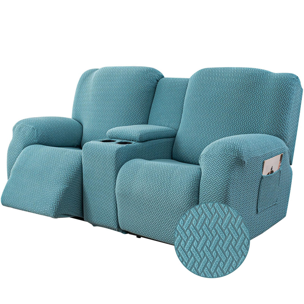 Genina Recliner Loveseat Covers with Console,2 Seater,Taupe